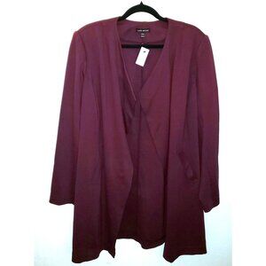 Lane Bryant Burgundy Open Front Duster Cardigan Jacket Pockets 18/20 NWT